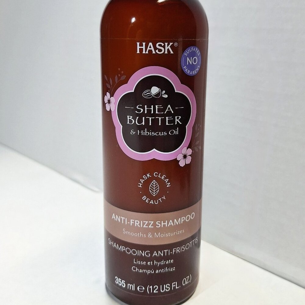 HASK Shea Butter & Hibiscus Oil Anti‑Frizz Shampoo 12oz – Smooths & Moisturizes